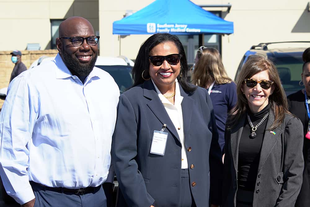 Boost NJ2 - Senator Troy Singleton, SJFMC CEO Linda Y. Flake and First Lady Tammy Murphy show their commitment to improving lives.