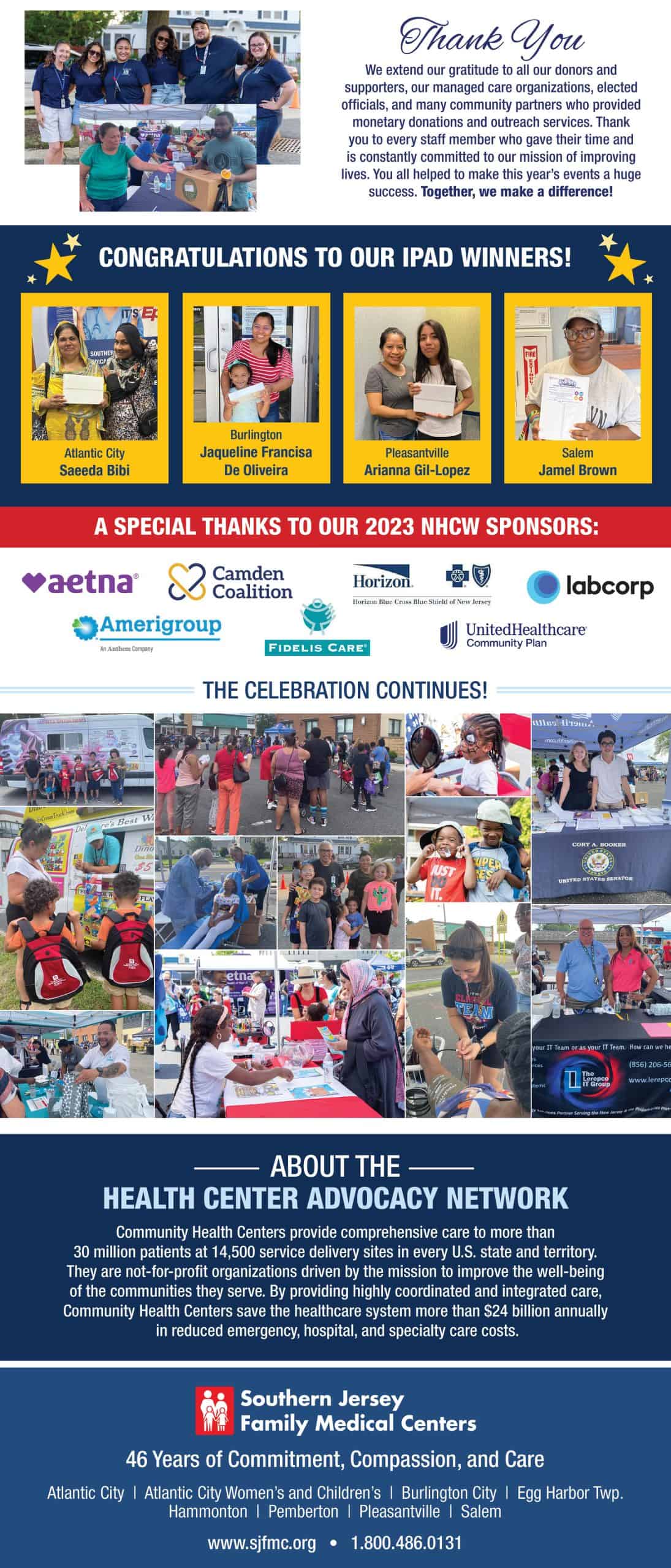 SJFMC celebrated National Health Center Week 2023, Aug 6 - 12, through a series of highly successful community events...